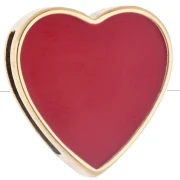 Poussoir slider coeur 14.5x14 mm pour lacet 10 mm - Acier inox 304 Doré - Rouge