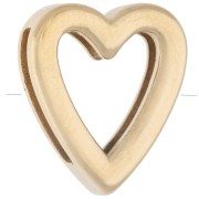 Poussoir slider coeur 15x13 mm avec strass pour lacet 10mm - Acier inox 304 Doré