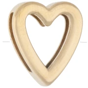 Poussoir slider coeur 15x13 mm avec strass pour lacet 10mm - Acier inox 304 Doré