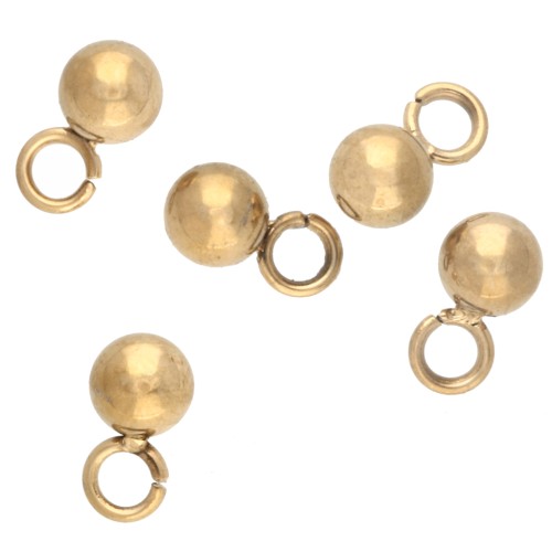 Mini breloques boule 3 mm - Acier inoxydable 316L Doré x10
