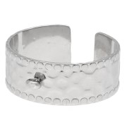 Bague large martelée réglable et anneau fermé - T.53 à 60 - Acier inox 304L x1|raw }}