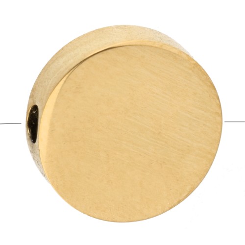 Perle plate ronde 10 mm - Acier inoxydable 316L Doré x1