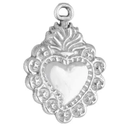 Breloque coeur Ex-voto 18x12.5 mm - Acier inoxydable 304 x1