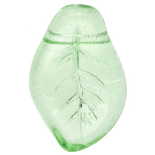 Perles feuilles ondulé 15x10 mm en verre - Peridot x6