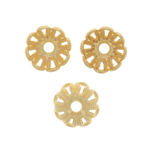 Coupelles filigranées 6 mm - effet fleur - Doré x20