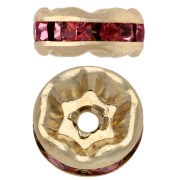 Rondelles Strass 6 mm - Doré - Light rose x4