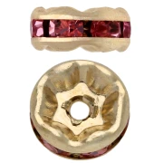 Rondelles Strass 6 mm - Doré - Light rose x4