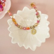 Rondelles Strass 6 mm - Doré - Light rose x4