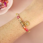 Rondelles Strass 6 mm - Doré - Light rose x4