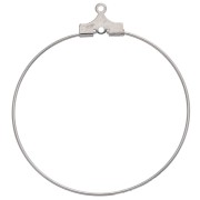 Supports boucles d'oreilles - Créoles à décorer 35 mm avec 1 trou - Argenté x2