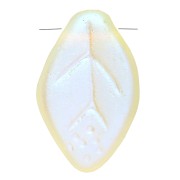 Perles feuilles en verre tchèque 12x8 mm - Jonquil AB Mat x6
