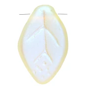 Perles feuilles en verre tchèque 12x8 mm - Jonquil AB Mat x6