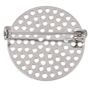 Support de broche tamis rond 25.5 mm à décorer - Argenté x1