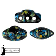 Perles en verre Volos® par Puca® 4x8 mm - Enamel Blue Yellow x10g