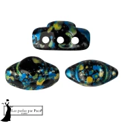 Perles en verre Volos® par Puca® 4x8 mm - Enamel Blue Yellow x10g