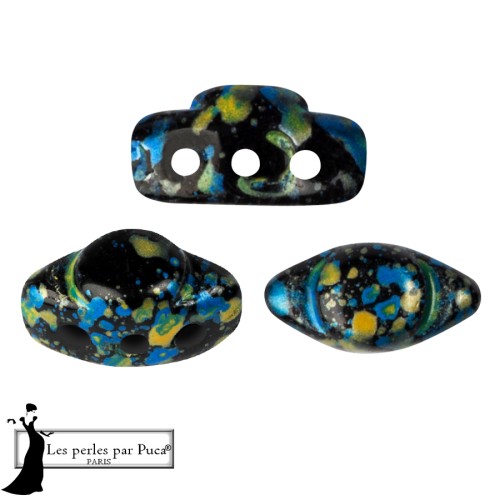 Perles en verre Volos® par Puca® 4x8 mm - Enamel Blue Yellow x10g
