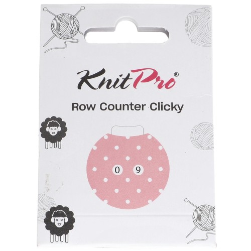 Compte-rang manuel Clicky 4 cm - Knitpro - Rose - Blanc x1