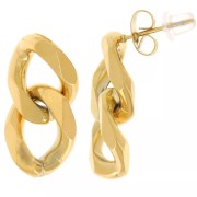 Cadeau - Boucles d'oreilles maille gourmette 22x11 mm Acier inox 304L Doré x2