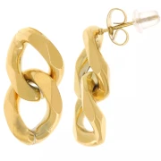 Cadeau - Boucles d'oreilles maille gourmette 22x11 mm Acier inox 304L Doré x2