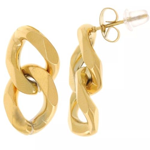 Cadeau - Boucles d'oreilles maille gourmette 22x11 mm Acier inox 304L Doré x2