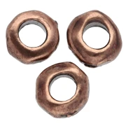 Perles rondelles irrégulières 5 mm - gros trou - Cuivré vieilli x5
