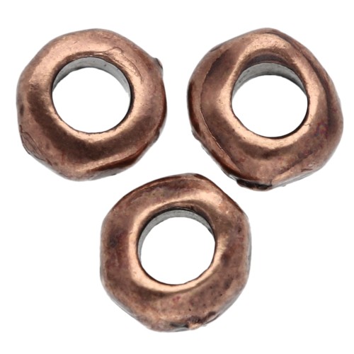 Perles rondelles irrégulières 5 mm - gros trou - Cuivré vieilli x5