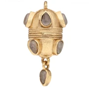 Pendentif ethnique 33x17 mm avec breloque goutte en pierre gemme - Quartz Rose x1