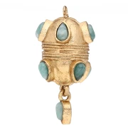 Pendentif ethnique 33x17 mm avec breloque goutte en pierre gemme - Amazonite x1