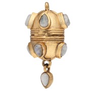 Pendentif ethnique 33x17 mm avec breloque goutte en pierre gemme - Pierre de Lune
