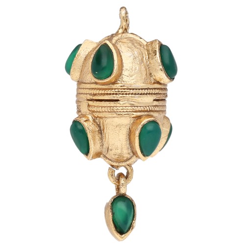 Pendentif ethnique 33x17 mm avec breloque goutte en pierre gemme teintée Onyx Vert