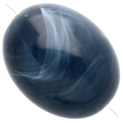 Perle olive 24x19 mm en résine opaque - Bleu pétrole marbré x1