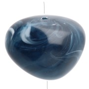 Perles nuggets 12x15 mm en résine opaque - Bleu pétrole marbré x6