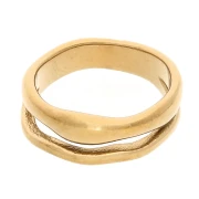 Bague double martelée - Taille 55 - Acier inoxydable 304 Doré x1