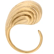 Bague bombée striée - Taille 58 - Acier inoxydable 304 Doré x1