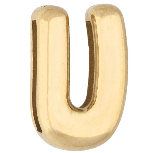 Poussoir lettre 14x11 mm - U - pour ruban 10mm - Acier inoxydable 304 Doré x1