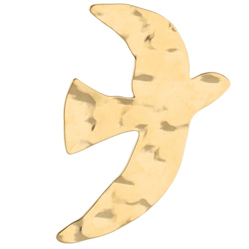 Broche oiseau martelé 51x36 mm - Acier inoxydable 304 Doré x1