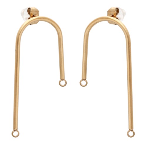Clous d'oreilles pont 37 mm - Acier inoxydable 304 Doré x2
