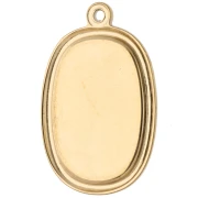 Pendentif ovale brodé 28x18 mm - motif abeille - Acier inoxydable 304 Doré x1