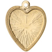 Pendentif cœur brodé 27x22 mm - motif fleur - Acier inoxydable 304 Doré x1