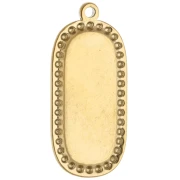 Pendentif ovale brodé 32x14 mm - motif fleur - Acier inoxydable 304 Doré x1