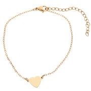 Bracelet avec intercalaire cœur à graver 12x8.2 mm - Acier inox 304 Doré x17cm