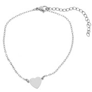 Bracelet avec intercalaire cœur à graver 12x8.2 mm - Acier inoxydable 304 x17cm