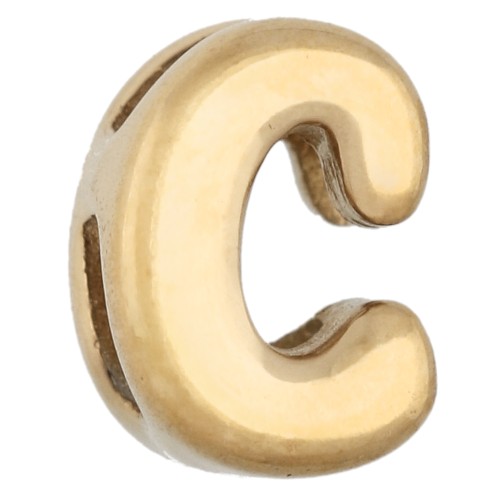 Poussoir lettre 7x5 mm pour cordon 1.6mm - C - Acier inoxydable 304 Doré x1