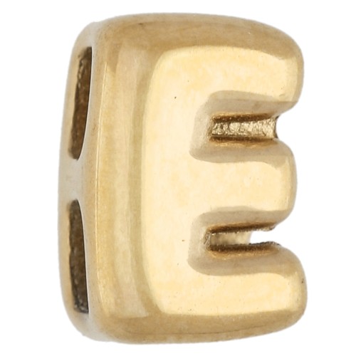 Poussoir lettre 7x5 mm pour cordon 1.6mm - E - Acier inoxydable 304 Doré x1