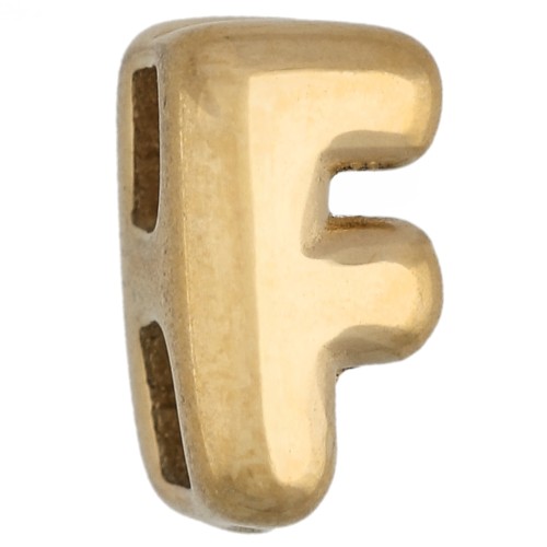 Poussoir lettre 7x5 mm pour cordon 1.6mm - F - Acier inoxydable 304 Doré x1