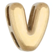Poussoir lettre 7.5x6 mm pour cordon 1.6mm - V - Acier inoxydable 304 Doré