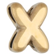 X - Poussoir lettre 7x5 mm pour cordon 1.3mm - X - Acier inoxydable 304 Doré x1 Poussoir lettre 7x5 mm pour cordon 1.3mm - X - Acier inoxydable 304 Doré x1