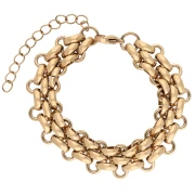 Bracelet triple maille fantaisie 13.5 mm - Acier inoxydable 304 Doré x16cm