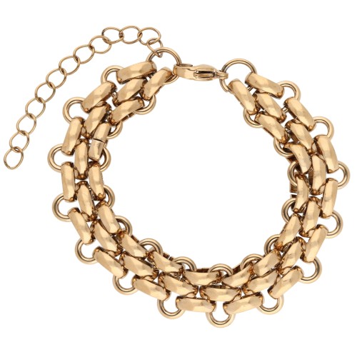 Bracelet triple maille fantaisie 13.5 mm - Acier inoxydable 304 Doré x16cm