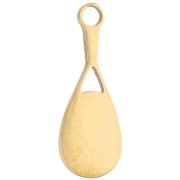 Breloque raquette de tennis 18x7 mm résine époxy - Acier inox 316 Doré - Blanc x1